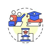 Academic incubators multi color concept icon. Studying environment, knowledge. Learning, education. Round shape line illustration. Abstract idea. Graphic design. Easy to use in infographic, brochure vector