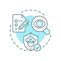 Security audits soft blue concept icon. Component of physical protection system. Evaluate effectiveness. Round shape line illustration. Abstract idea. Graphic design. Easy to use in booklet vector