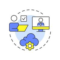 Virtual business incubators multi color concept icon. Remote support, cloud technology. Round shape line illustration. Abstract idea. Graphic design. Easy to use in infographic, brochure vector