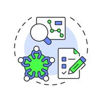 Research incubators multi color concept icon. Teamwork, brainstorm. Statistical metrics, analytics. Round shape line illustration. Abstract idea. Graphic design. Easy to use in infographic, brochure vector