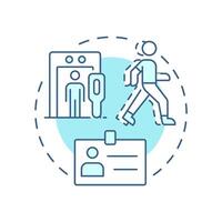 Tailgating and piggybacking soft blue concept icon. Physical security threat and risk. Unauthorized entry. Round shape line illustration. Abstract idea. Graphic design. Easy to use in booklet vector