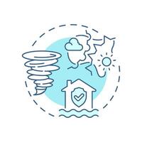 Environmental risk factors soft blue concept icon. Physical security audit component. Natural disasters. Round shape line illustration. Abstract idea. Graphic design. Easy to use in booklet vector