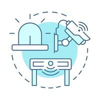 Detect threats soft blue concept icon. Physical security ecosystem. Identify risks. First line of defense. Round shape line illustration. Abstract idea. Graphic design. Easy to use in booklet vector