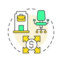 Work space multi color concept icon. Professional environment. Business, corporate. Round shape line illustration. Abstract idea. Graphic design. Easy to use in infographic, brochure vector