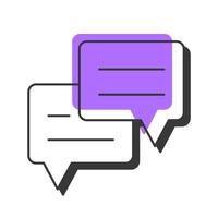 Communication offset shadow line icon. Chat bubbles. Discussion, talk. Conversation, dialog. Customer service. Bold outline symbol with solid purple fill. Modern flat illustration. Editable stroke vector