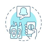 Communicate soft blue concept icon. Physical security ecosystem. Coordination between emergency systems. Round shape line illustration. Abstract idea. Graphic design. Easy to use in booklet vector