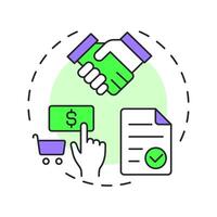 Buy multi color concept icon. Product purchasing, services. Commerce, business. Documents organization. Round shape line illustration. Abstract idea. Graphic design. Easy to use in infographic vector