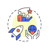 Nonprofit incubators multi color concept icon. Startup support. Charity, donation. Help, assistance. Round shape line illustration. Abstract idea. Graphic design. Easy to use in infographic, brochure vector