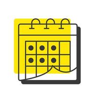 Monthly schedule offset shadow line icon. Planner, calender. Time management. Deadline, workflow. Bold outline symbol with solid orange fill. Modern flat illustration. Editable stroke vector