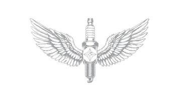 Spark Plug with Wings Emblem vector
