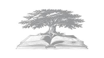 Tree of Knowledge A Book and Tree Symbolizing Learning and Growth vector
