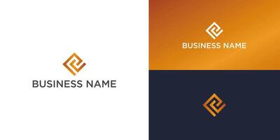 Two variations of a business logo featuring a stylized geometric design with intertwining lines vector