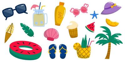 Hello Summer Set with Beach and Vacation Icons vector