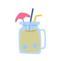 Refreshing summer lemonade with ice in mason jar vector