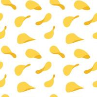 Seamless pattern of potato chips for packaging, fast food design and decorative use. illustration. vector