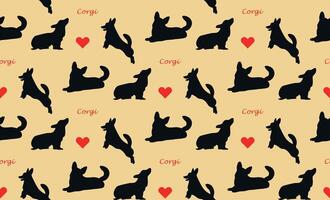 Corgi with hearts seamless pattern. vector