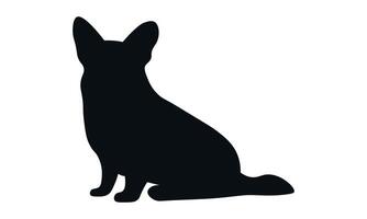 one Corgi silhouette isolated on white background. vector
