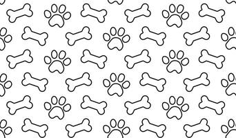 Paw and Dog Bone seamless pattern. Footprint pet Paw vector