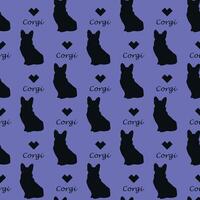 Corgi with heart seamless pattern. vector