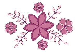Decorative floral arrangement in shades of pink and purple with delicate leaves vector