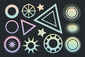 Collection of abstract geometric shapes and decorative elements in pastel colors vector