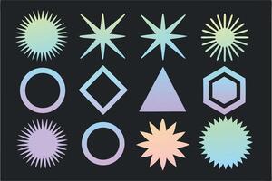 illustration of abstract geometric shapes with pastel gradient colors on black background vector
