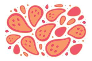 Abstract pattern of organic shapes in warm colors on white background vector