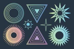 Abstract geometric shapes in gradient color on a dark background vector