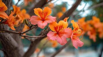 Realistic tree flower image with depth and detailed textures photo