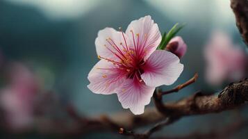 Flower photo in macro with lush tree background and lighting