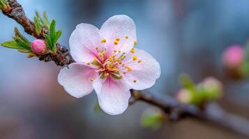Detailed macro view of flower against green soft background photo