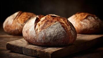 Crispy sourdough bread photo resting in natural daylight