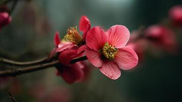 Tree branch with flower in crisp sharp realistic focus photo