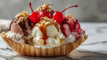Soft and creamy ice cream shot in natural light photo