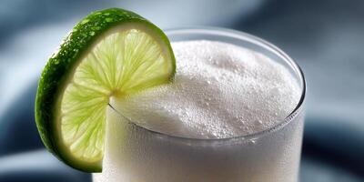 Refreshing lime-topped cocktail photo