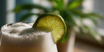 A glass of white liquid photo