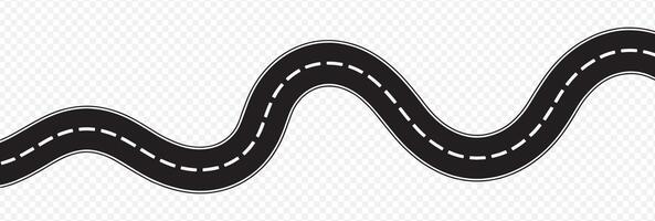 Curved Road Illustration with Dashed Centerline Representing Transportation, Navigation, and Infrastructure Design vector
