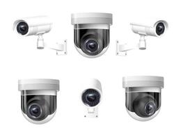 Security cameras on modern building. Professional surveillance camera. Security system, technology concept. equipment for safety system area control. vector