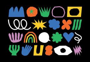 Abstract and colorful elements, naive hand-drawn doodles vector