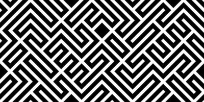 Repeating black and white labyrinth pattern vector