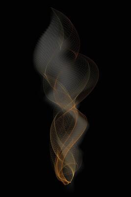 Abstract Glowing Flame Smoke Wave with Golden Gradient Lines