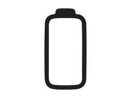 Black outline icon of fully empty battery isolated on white background. Concept of energy depletion, power loss, low charge, battery warning, minimal energy level symbol vector