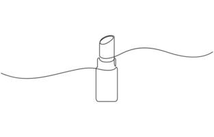 Continuous one line drawing of lipstick design. Lipstick continuous one line drawing and minimalist style isolate outline icon. Editable outline vector
