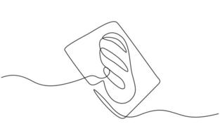 Bread one line drawing, one line bread bun, One continuous line drawing of long loaf bread, isolated on white background. vector
