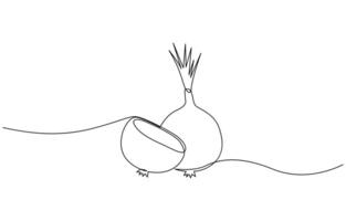 One line art Onion illustration. line art, one continuous line, simple, hand drawn and sketch style. vector