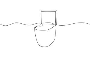 Continuous one line drawing of hygienic flush toilet design. Flush toilet in single line draw illustration vector