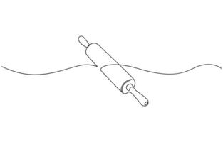 Rolling pin kitchen utensils one line continuous drawing illustration, Editable stroke, Rolling pin kitchen utensils one line continuous drawing outline vector