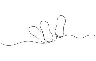 Continuous one line drawing whole and peeled healthy organic peanut, Fresh hypogaea concept for edible beans icon. Single line draw design vector