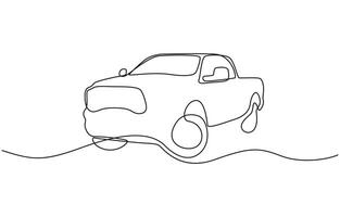 Truck continuous one line drawing. Single line art illustration, Continuous one line drawing of dump truck minimalism style. Editable stroke. vector