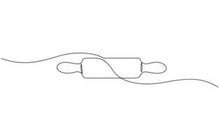 Rolling pin kitchen utensils one line continuous drawing illustration, Editable stroke, Rolling pin kitchen utensils one line continuous drawing outline. vector